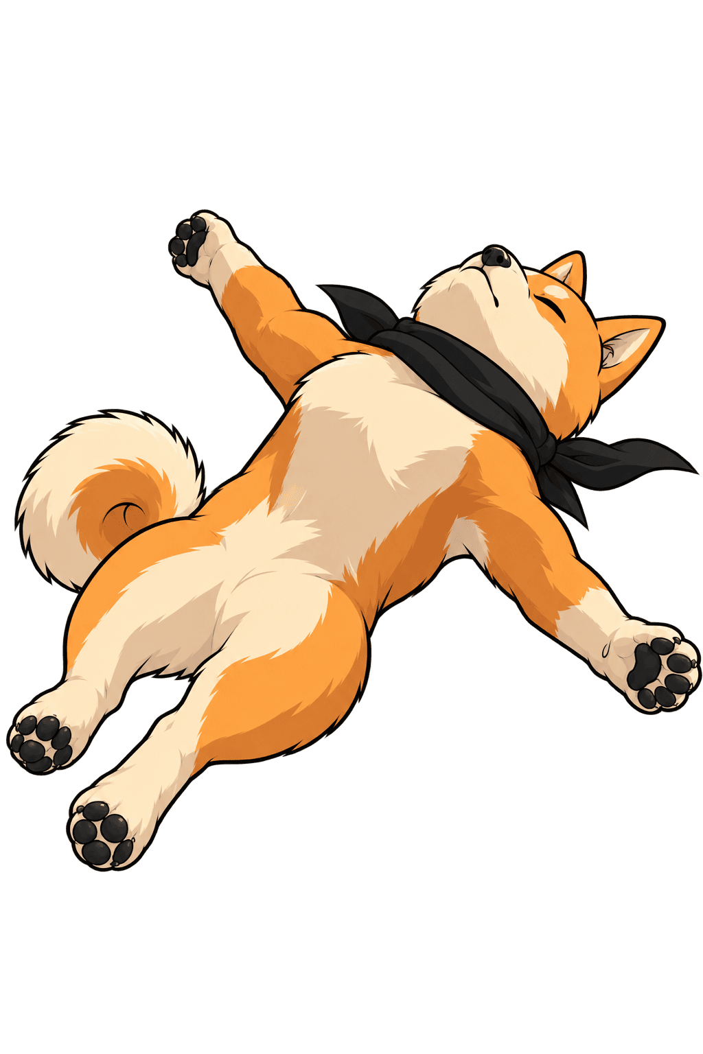 The Dog INU flat on his back after giving everything